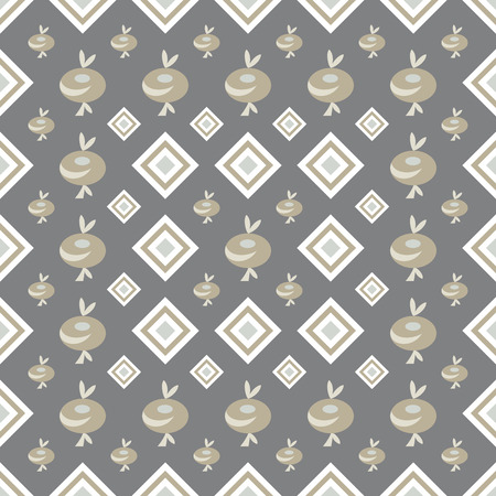 Decorative seamless vector background with abstract flowers and rhombus patternのイラスト素材