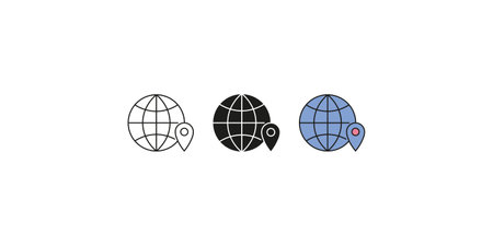 Web Location Icon Outline Black and Colorful Designのイラスト素材