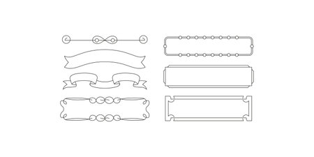 Ribbon Thin Lines Banner Outline Frameのイラスト素材