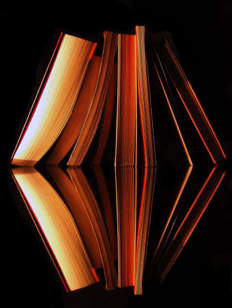 imposible bookcase with books reflexionの写真素材