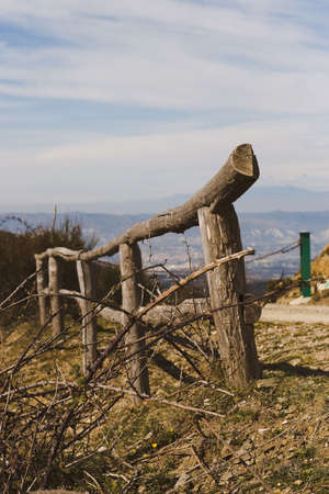 landscape showing a path wall in the mountain の写真素材