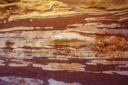 Detailed view of a rock wall showing the geological sedimentary layers.
