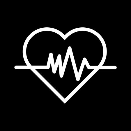 Heartbeat line icon. Heartbeat pulse sign. Heart pulse symbol. Flat Vector illustrationのイラスト素材