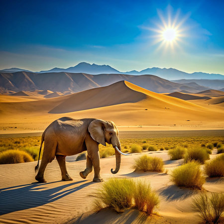 Elephant in the sand dunes of the Namib Desert, Namibiaの素材