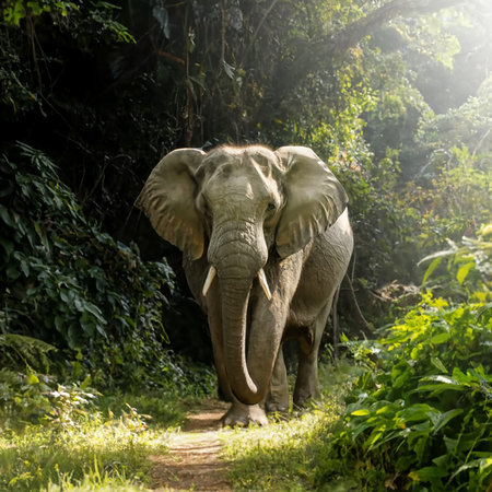 Elephant in the jungle of Borneo, Sabah, Malaysiaの素材