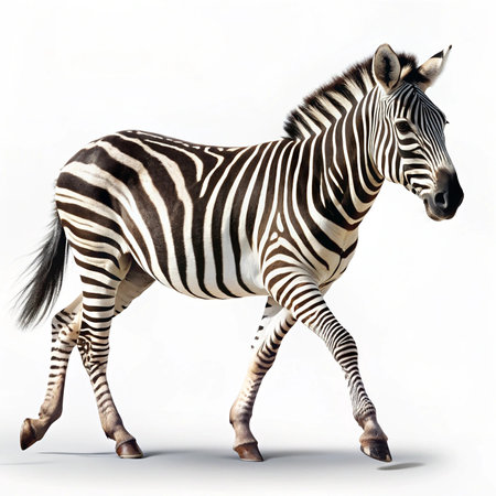 Zebra on a white background. 3d render. Isolatedの素材