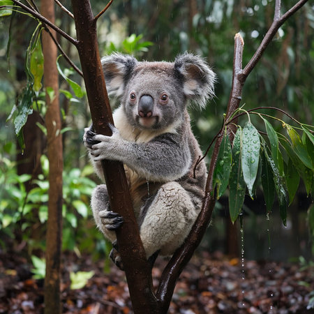 Koala bear on eucalyptus tree, Australia.の素材
