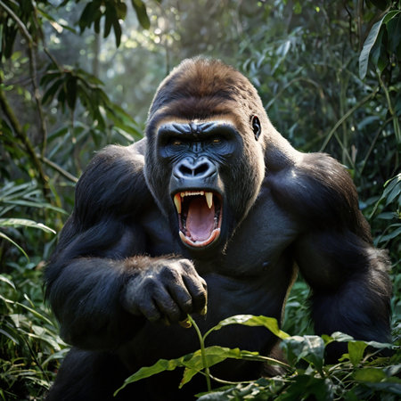 Portrait of a Western Lowland Gorilla in the rainforestの素材