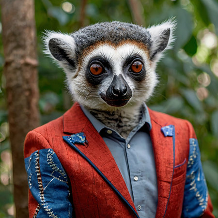 Ring-tailed lemur (Lemur catta) portraitの素材