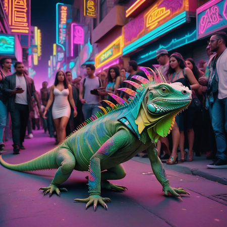 Green Iguana in Kuala Lumpur.の素材