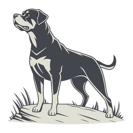 Cute Rhodesian Ridgeback dog standing on the ground vector illustration.のイラスト素材