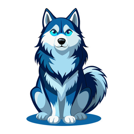 Illustration of a blue and white siberian husky.のイラスト素材