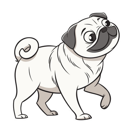 Pug dog vector illustration. Cute cartoon pug dog.のイラスト素材