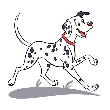 Dalmatian dog running. Vector illustration on white background.のイラスト素材
