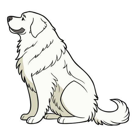 Illustration of a Golden Retriever sitting on a white backgroundのイラスト素材