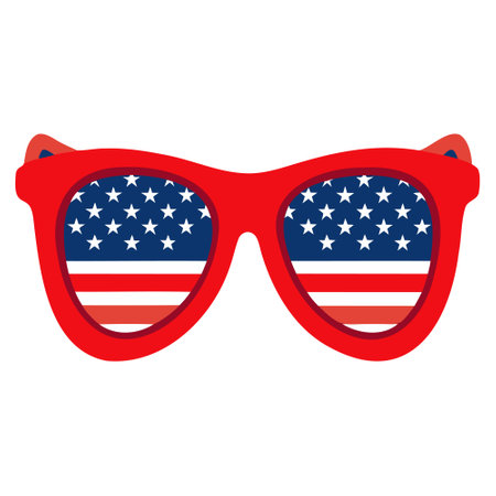 Sunglasses with American flag isolated on white background. Vector illustration.のイラスト素材