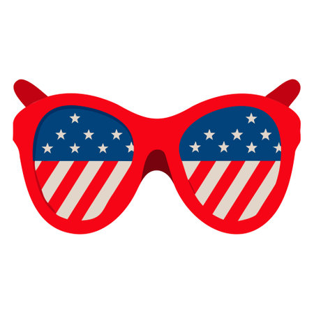 Sunglasses with American flag isolated on white background. Vector illustration.のイラスト素材