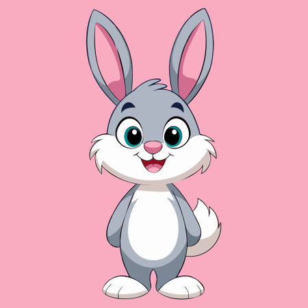 Cute bunny cartoon on pink background. Vector illustration of Easter bunny.のイラスト素材