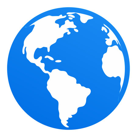 Earth globe icon blue circle isolated on white background. Vector illustration.のイラスト素材
