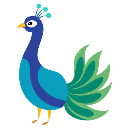 Peacock isolated on a white background. Vector illustration in flat style.のイラスト素材