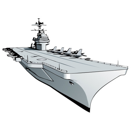illustration of the aircraft carrier on a white background, vector illustrationのイラスト素材