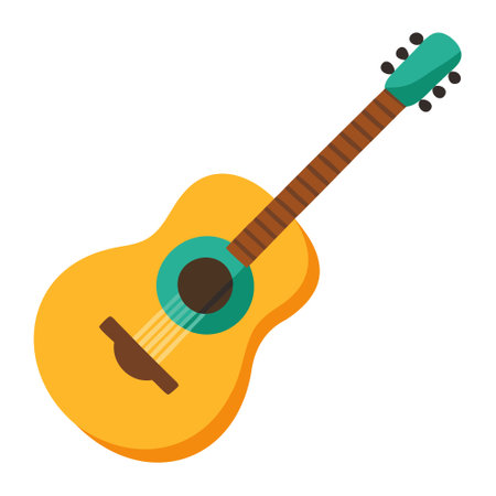 Guitar flat icon isolated on white background. Musical instrument vector illustration.のイラスト素材