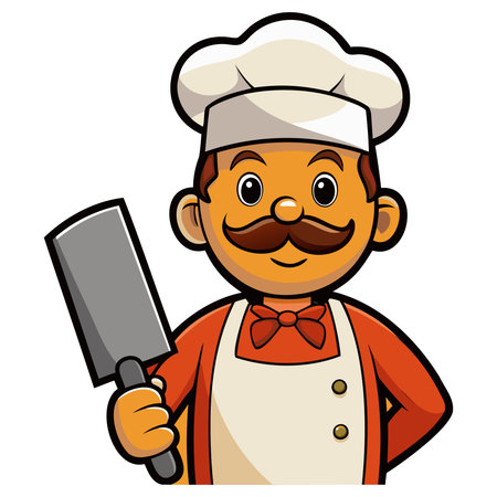 Chef Cartoon Mascot Character With A Knife Vector Illustrationのイラスト素材
