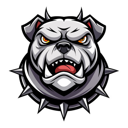 Bulldog head mascot with sharp spikes. Mascot design templateのイラスト素材