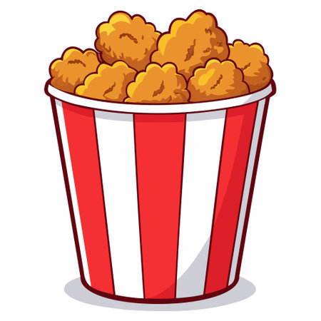 Popcorn in the box isolated on a white background. Vector illustrationのイラスト素材