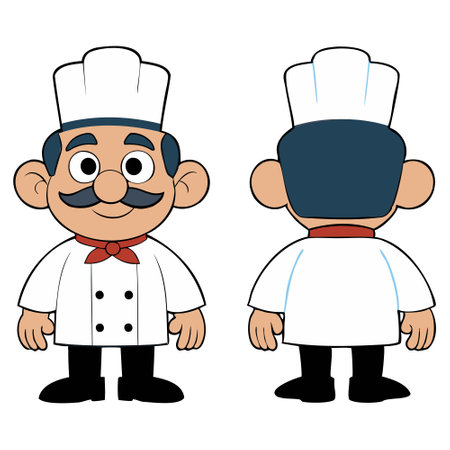 Chef and cook cartoon on white background. Vector illustration of chef and cook.のイラスト素材