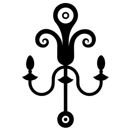 Luxury chandelier silhouette isolated on white background. Vector illustration.のイラスト素材