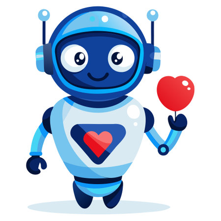 Cute cartoon robot with heart. Vector illustration in a flat style.のイラスト素材