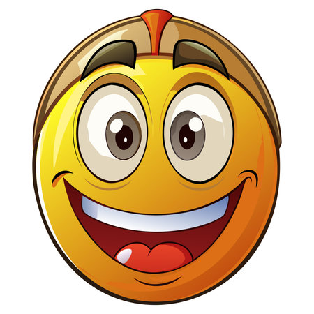 Emoticon face with happy expression on white background vector illustration.のイラスト素材