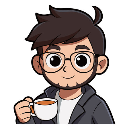Businessman with a cup of coffee. Vector illustration on white background.のイラスト素材