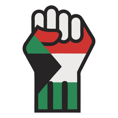 Isolated flag of Sudan on a clenched fist, Vector Illustrationのイラスト素材