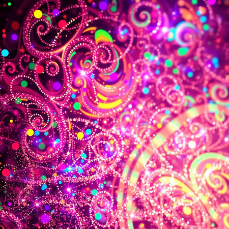 Abstract colorful background with bokeh defocused lights and stars.