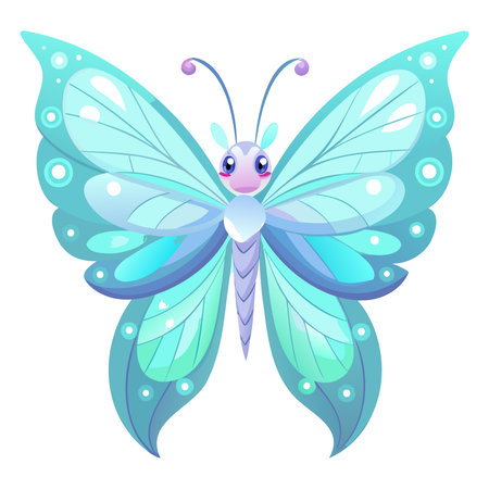 Cute cartoon butterfly isolated on a white background. Vector illustration.のイラスト素材