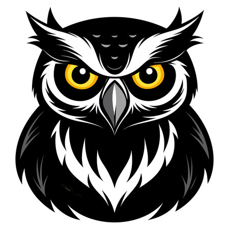 Owl head vector illustration isolated on white background. Owl head vector iconのイラスト素材