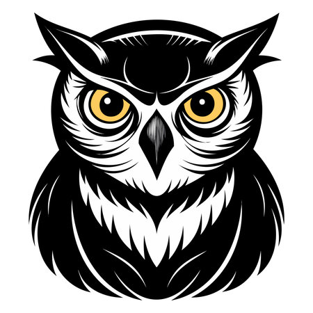 Owl head on a white background. Vector illustration of an owl.のイラスト素材