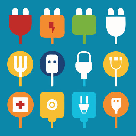 plug icons set over blue background. colorful design. vector ilustrationのイラスト素材