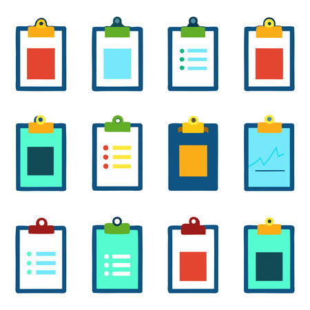 Clipboard icons set. Flat illustration of clipboard vector icons for webのイラスト素材