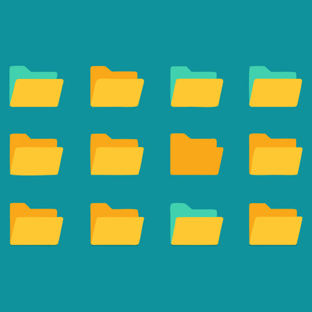 Set of flat design vector icons of folders for documents and documents.のイラスト素材
