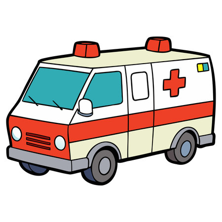 Ambulance car. Vector illustration of a cartoon ambulance car.のイラスト素材