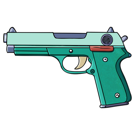 Cartoon hand-drawn gun. Vector illustration on white background.のイラスト素材