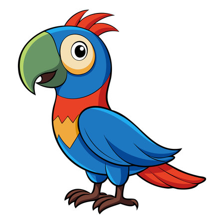 Parrot bird isolated on white background. Vector illustration. Cartoon style.のイラスト素材