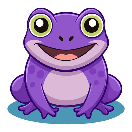 Cute purple frog isolated on white background. Vector cartoon illustration.のイラスト素材