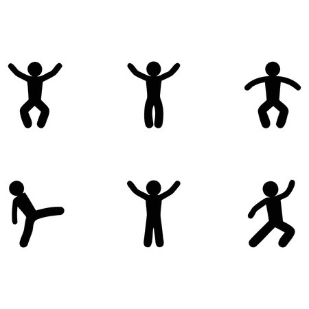 jumping man vector icons set on white background for graphic and web designのイラスト素材