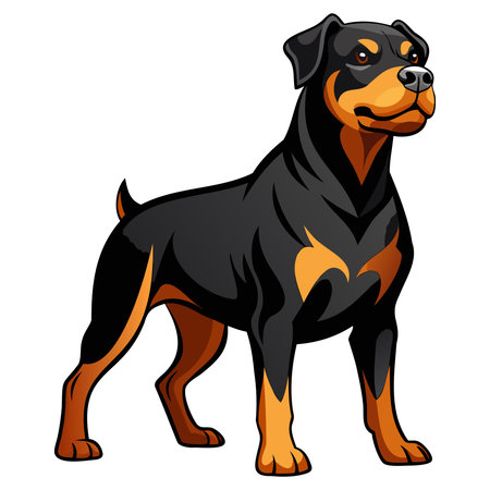 Rottweiler dog. Vector illustration isolated on white background.のイラスト素材