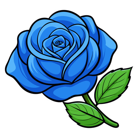 Blue rose isolated on white background. Vector illustration for your design.のイラスト素材
