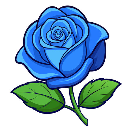 Blue rose icon. Cartoon illustration of blue rose vector icon for webのイラスト素材